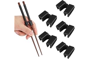 ABEILLO 5 Pieces Reusable Chopsticks Helpers Training Chopstick Hinges Connector Practice Chinese Chopstick Helper for Adults, Kids, Beginner, Trainers (Black)