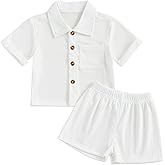 fhutpw Baby Boy Clothes Toddler Infant Leisure Ribbed Button Down Shirt Tops + Shorts Set 2PCS Summer Soft and Smooth Outfit