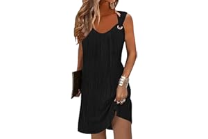 DISAMER Summer Dresses for Women 2024 Sundresses Sleeveless Beach Swimsuit Cover Ups Spring Casual Loose Tank Tshirt Dress