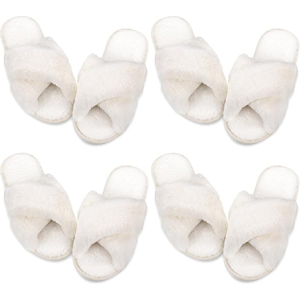 Aazon.co | 7 Pair Bride Slippers - Bridesaid &ap; Wedding Day Fuzzy Bridal Shower Gift (White