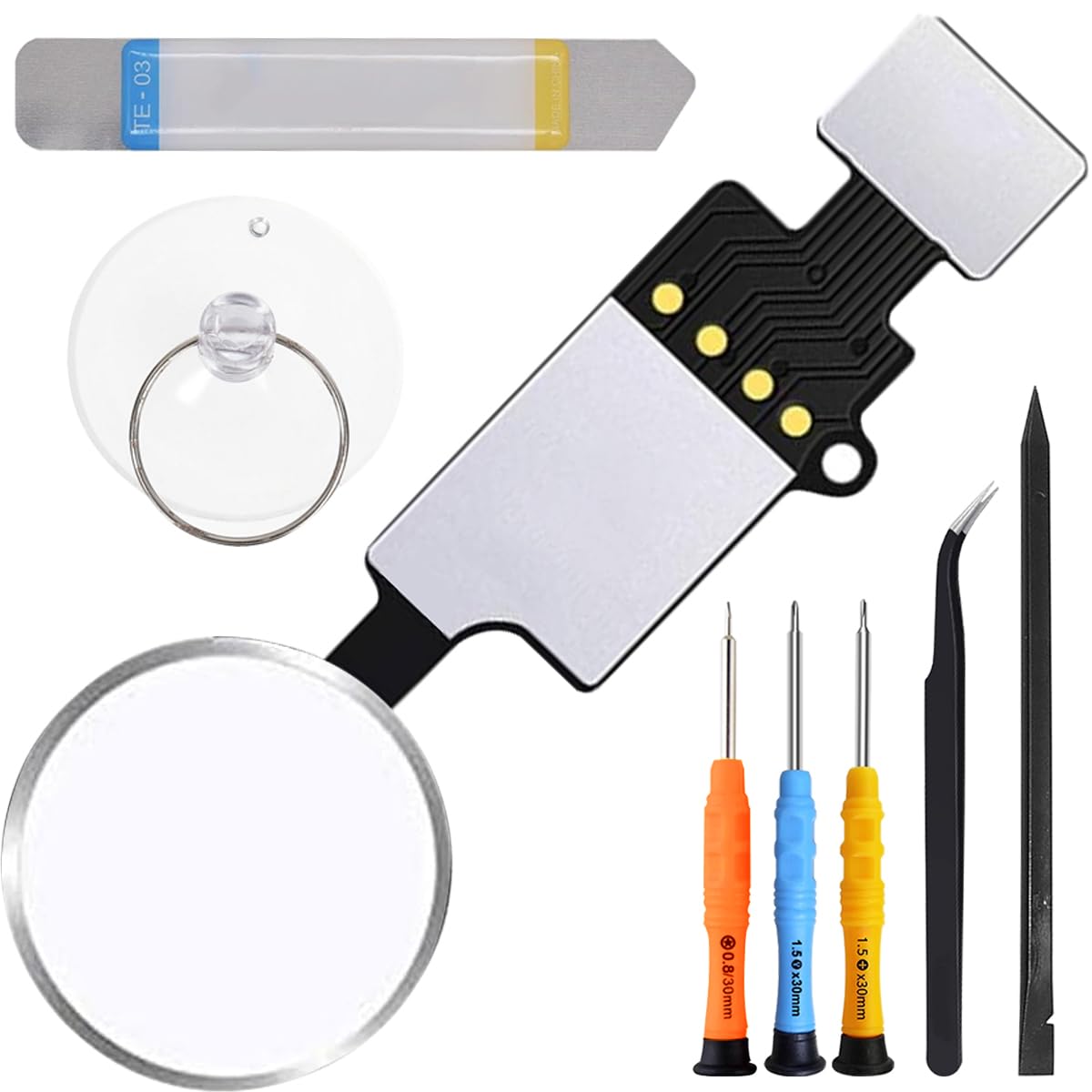 ZHUROUPU Home Button Replacement for iPhone 7/7Plus/8/8Plus, Latest Fingerprint Touch ID Flex Cable Connector Accessory for A1660 A1661 A1863 A1864 A1778 A1905 A1784 A1897 with Repair Tools (Silver)