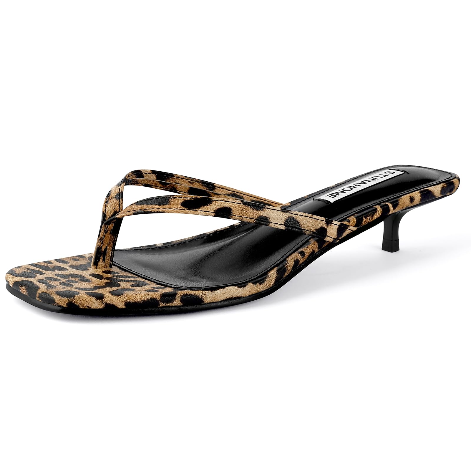 Photo 1 of STUNAHOME Womens Kitten Heel Thong Sandals with Memory Foam Cute Flip Flop Heels for Women 1.4 Inches