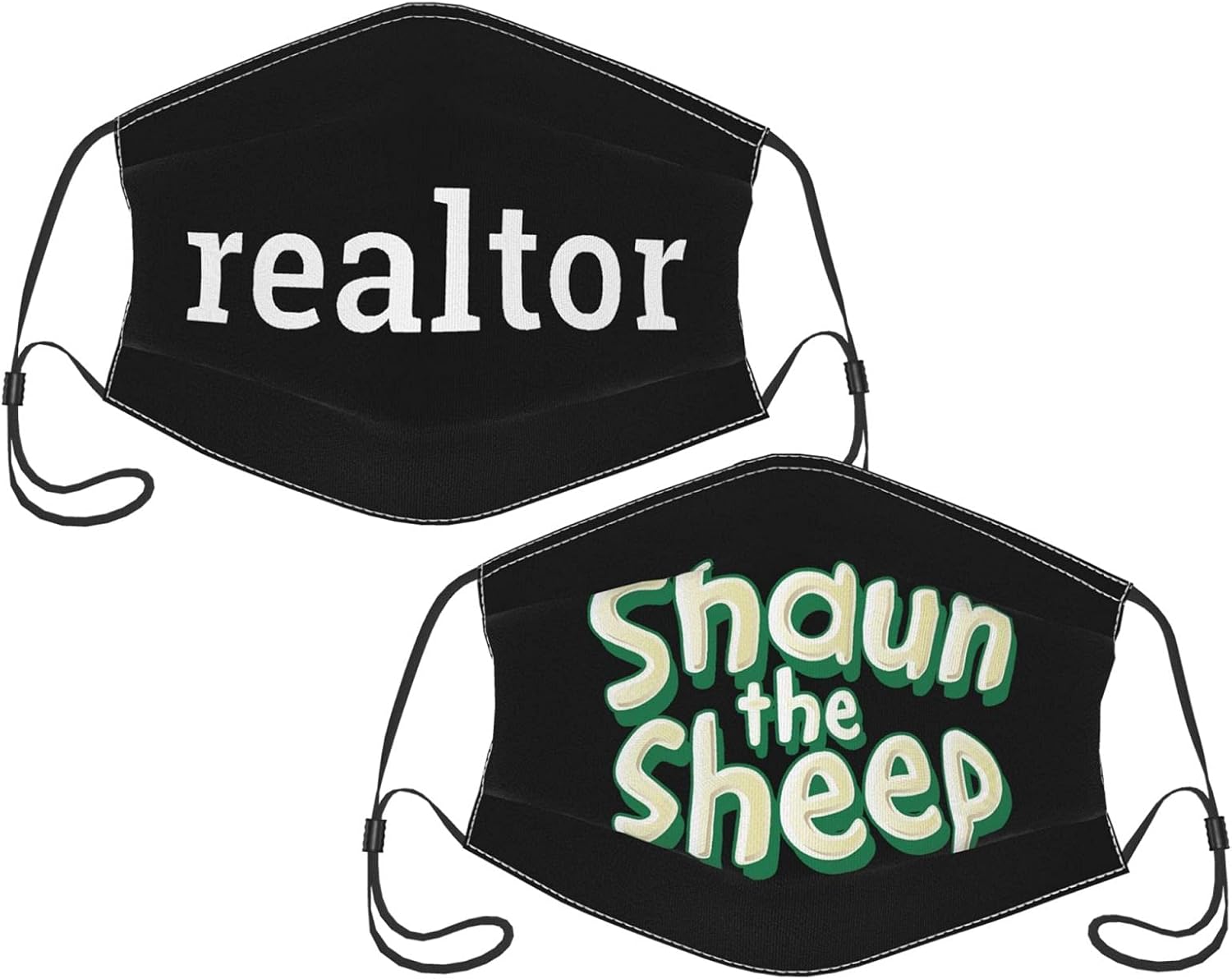 Sheep Unisex Adult Black Face Mask Design Scarf 2Pack Washable Face