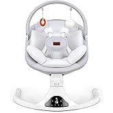Baby Swings, Infant Swing with Remote Control, 5 Speed Adjustable, Machine Washable Seat Pad, 5 Point Harness, Bluetooth Connection, Electric Baby Swing for Indoor Use (Gray)