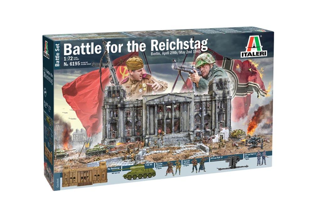 Italeri 6195S 1:72 Battle Set 1945 Fall of The Reichs, Model Building, Construction Kit, Standing Model Building, Crafts, Hobby, Gluing, Plastic Kit, Detailed, Red