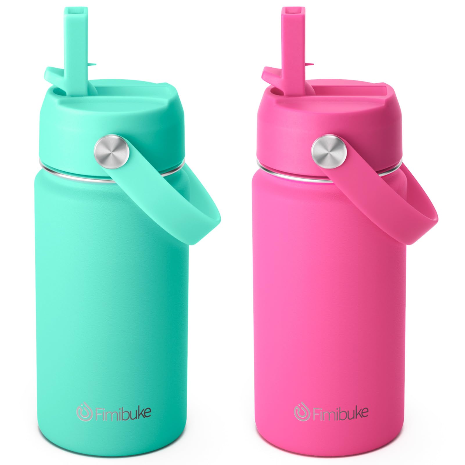 thumbnail image 2 of Leak Proof Kids Cup Fimibuke Kids Insulated Water Bottle 2 Pack - 14oz Stainless Steel Leak Proof Tumbler With Straw BPA-free Water Bottle 2 of 13