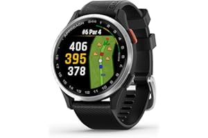 Garmin Approach S44, Essential Golf GPS Smartwatch, AMOLED Display, On-Course Features, Silver Aluminum Bezel with Black Sili