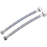 Faucet Supply Lines 3/8" Comp x 1/2" Comp Connector, ARCORA 9 Inch Length Bathroom Faucet Hose Braided Nylon Water Supply Lin