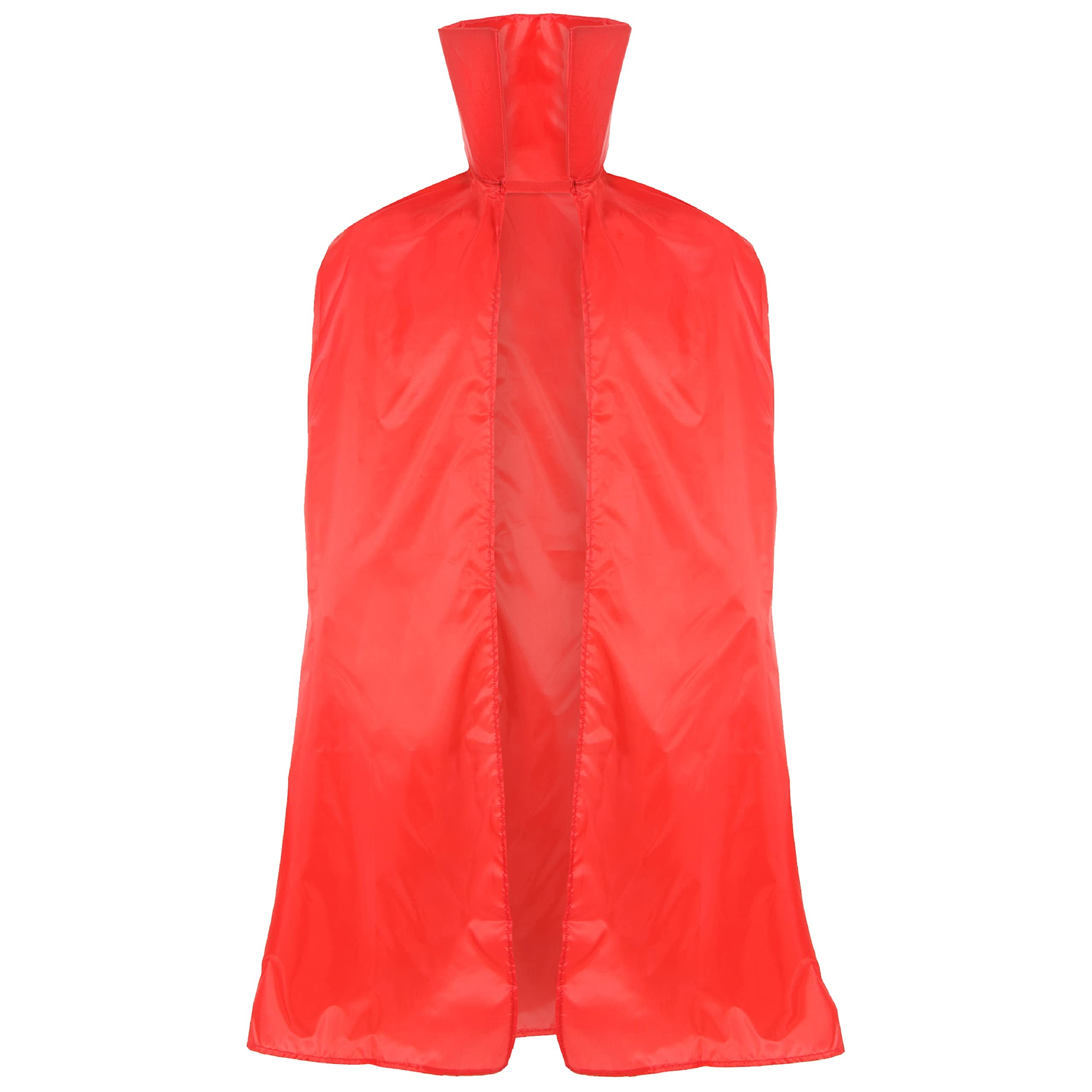 Adults Red Cape - Pack of 1 - Long Red Cape with Stand-Up Collar - Red-Themed Party School Charity Event Fancy Dress Costume