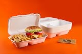 FOOGO Green Clamshell Takeaway Boxes 9x6 32oz 900ml 2-Section Sugarcane view 2
