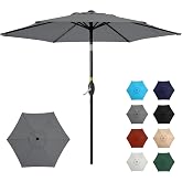 SUNVIVI OUTDOOR Outdoor Patio Umbrella, Patio Umbrella, Market Umbrella, Large Outdoor Umbrella, Metal Pole Umbrella with Push Button Tilt and Crank, Polyester Canopy (Gray, 7.5 FT)
