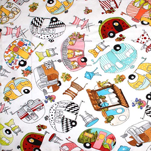 Dish Drying Mat - Pet Placemat - Appliance Mat - Glamper Campers on White - Camping Decor - 16"x20"