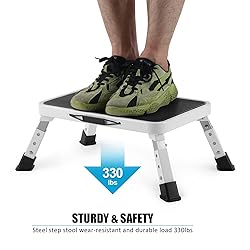 Jocauto Folding Step Stool, Height-Adjustable Step