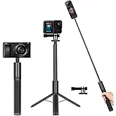 XIXAN 2-in-1 Lightweight Invisible Selfie Stick Tripod Stand with 47" Extension and 1/4" Screw for Camera/Phone Holder, Fits Insta360 X5/X4/X3, DJI Osmo 360/Action 5 pro/4/Pocket 3, GoPro Hero/MAX