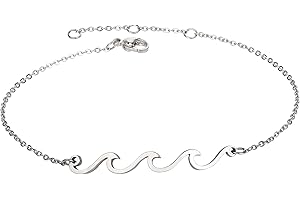 Lauren-Spencer Wave Anklet for Women Gold Silver Plated Beach Ankle Bracelets Ocean Wave Boho Anklets Adjustable Summer Foot Jewelry for Women Teen Girls Birthday Gifts