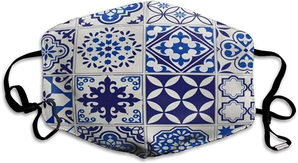 Mouth Masks, Multi-purpose Masks-Flower Mediterranean Navy Blue