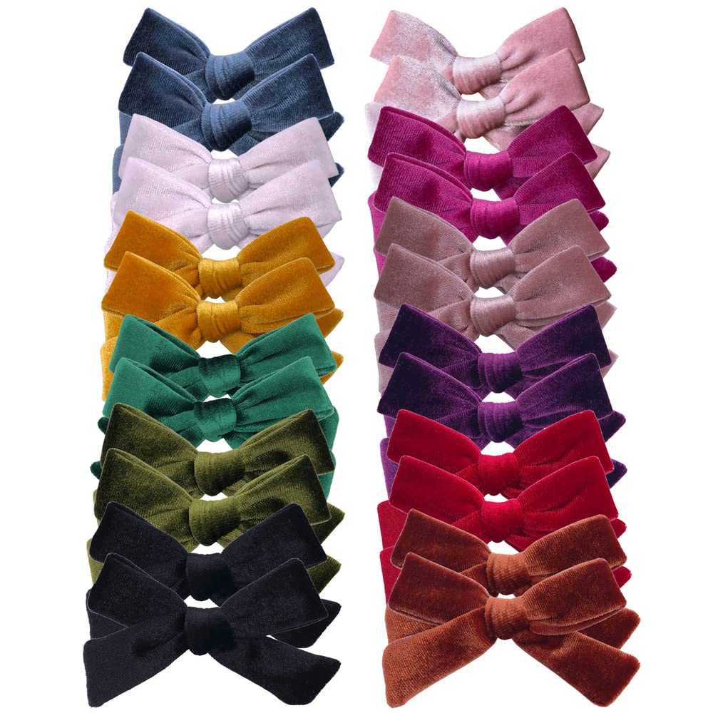 Velvet Bow Hair Clips Barrettes for Baby Girl Women Velvet Hair Bows Alligator Clip Accessories for Toddler Little Girls Teens (3.5 Inches 12 Pairs)