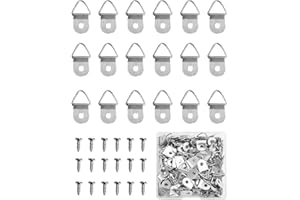 QHAJRYYC 100 Pieces Small Triangle Ring Steel Picture Hangers with 100 Pieces Screws, Triangle Rings Picture Hangers, Triangle Picture Hangers , Small Triangle Picture Hangers for Hanging (Silver)