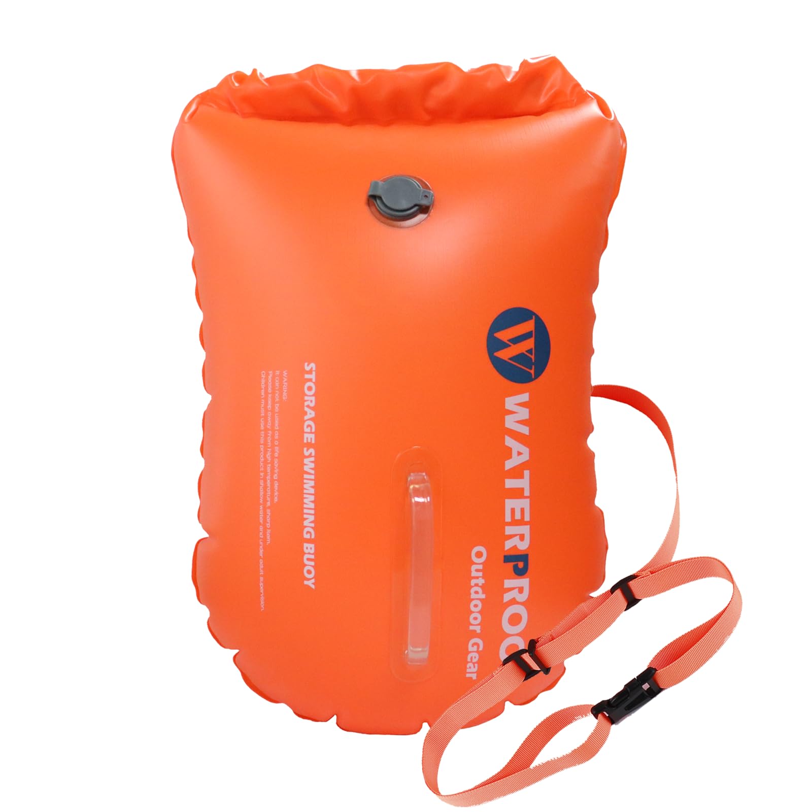willceal 20L Swim Buoy Waterproof Touchscreen Dry Bag Swim Safety Float for Water Sports with Adjustable Waist Belt, for Open Water Swimmers, Triathletes, Kayakers and Snorkelers (Orange)