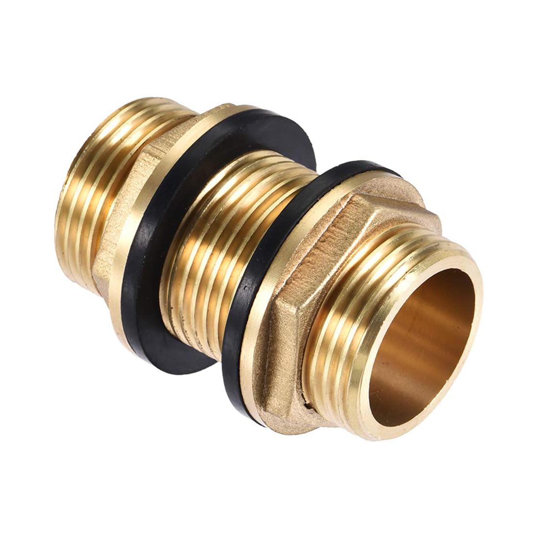 MACHSWON Bulkhead Fitting, G1 Male, Tube Adaptor Connector Hose Fitting with 2 Silicone Gaskets, for Pipes, Faucets, Hoses, Fittings, for Water Tanks, Brass, 1pcs