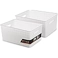 BINO | Plastic Storage Baskets Large - White | THE STABLE COLLECTION | Multi-Use Storage | Rectangular Cabinet Organizer | Baskets For Organizing with Handles | Home Office Organization and Storage