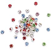 Pandahall 50pcs 3.8-4mm Square Brass Grade A Rhinestone Beads Chaton Montee Sew On Beads Silver Metal Color Mixed Color Jewelry Makings