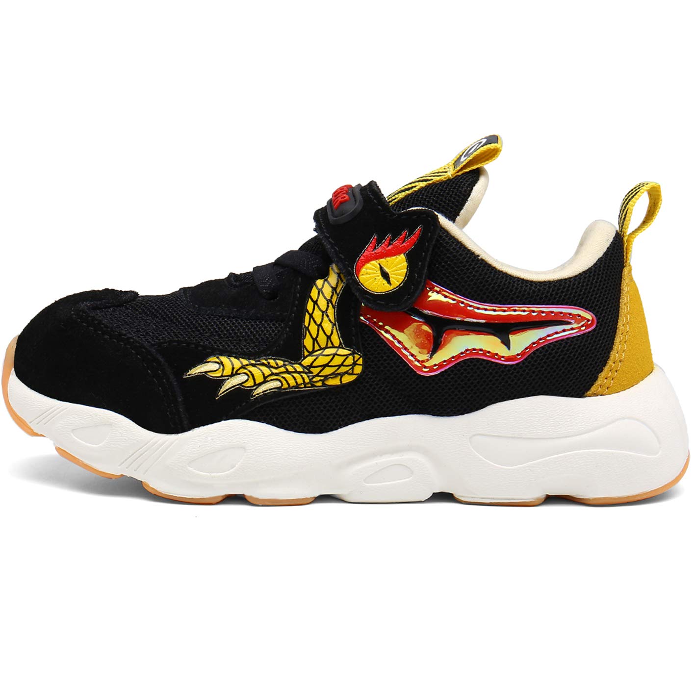 KELYR Kids Running Shoes Boys Tennis Sneakers for Athletic Outdoor Rubber-Sole Slip Resistant Black