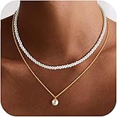 BLThing Pearl Necklaces for Women - 18K Gold Plated Layered Pearl Necklaces Dainty Pearl Gold Choker Necklace Wedding Jewelry for Women Teen Gifts