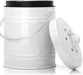 5 Liter Küchen Bio Mülleimer und geruchsdichter Komposter Eimer mit Aktivkohlefilter im Deckel – Biomülleimer Mülltonne mit Kunststoff Inneneimer – robuster Komposteimer Abfallbehälter | EINWEG