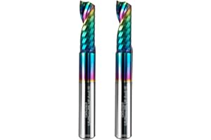 WEXWE Tools Solid Carbide CNC Spiral Single Flute End Mill- for Acrylic Plate Aluminum,Wood, Plastic,Brass,Copper Cutting - 1/8 Diameter 32mm Flute Length,55mm Overall Length,1 Flute (1/8-55mm 2PCS)