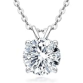AINUOSHI Moissanite Necklace for Women, 1CT, 2CT, 3CT, 4CT Solitaire Moissanite Pendant Necklace, D-E Color with GRA Certificate, 925 Sterling Silver with 18K Gold Plating, Mother Mom Wife Girlfriend Gifts with Jewelry Box Packed