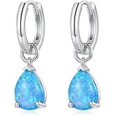 Moverable Drop Dangle Earrings for Women 14K White Gold/Rose Gold Plated Small Huggie Hoop Earring Water Drop Opal Hoops Hypoallergenic Jewelry Gifts