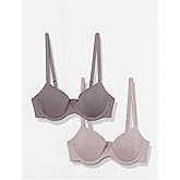 Amazon Essentials Women's Demi Cup Cotton Bra, Pack of 2