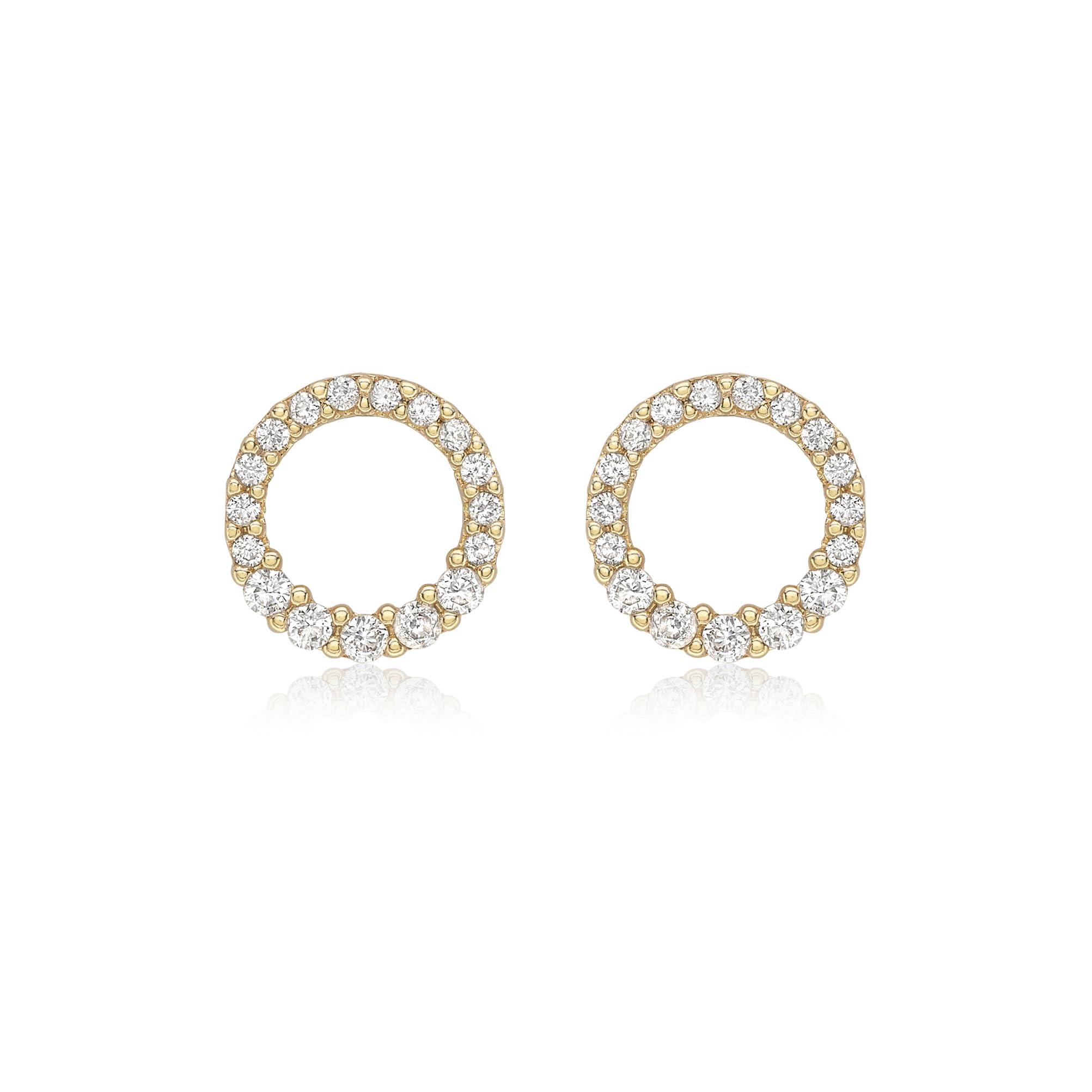 CARISSIMA Women's 9 ct Yellow Gold Graduated Cubic Zirconia 10.3 mm Circle Stud Earrings