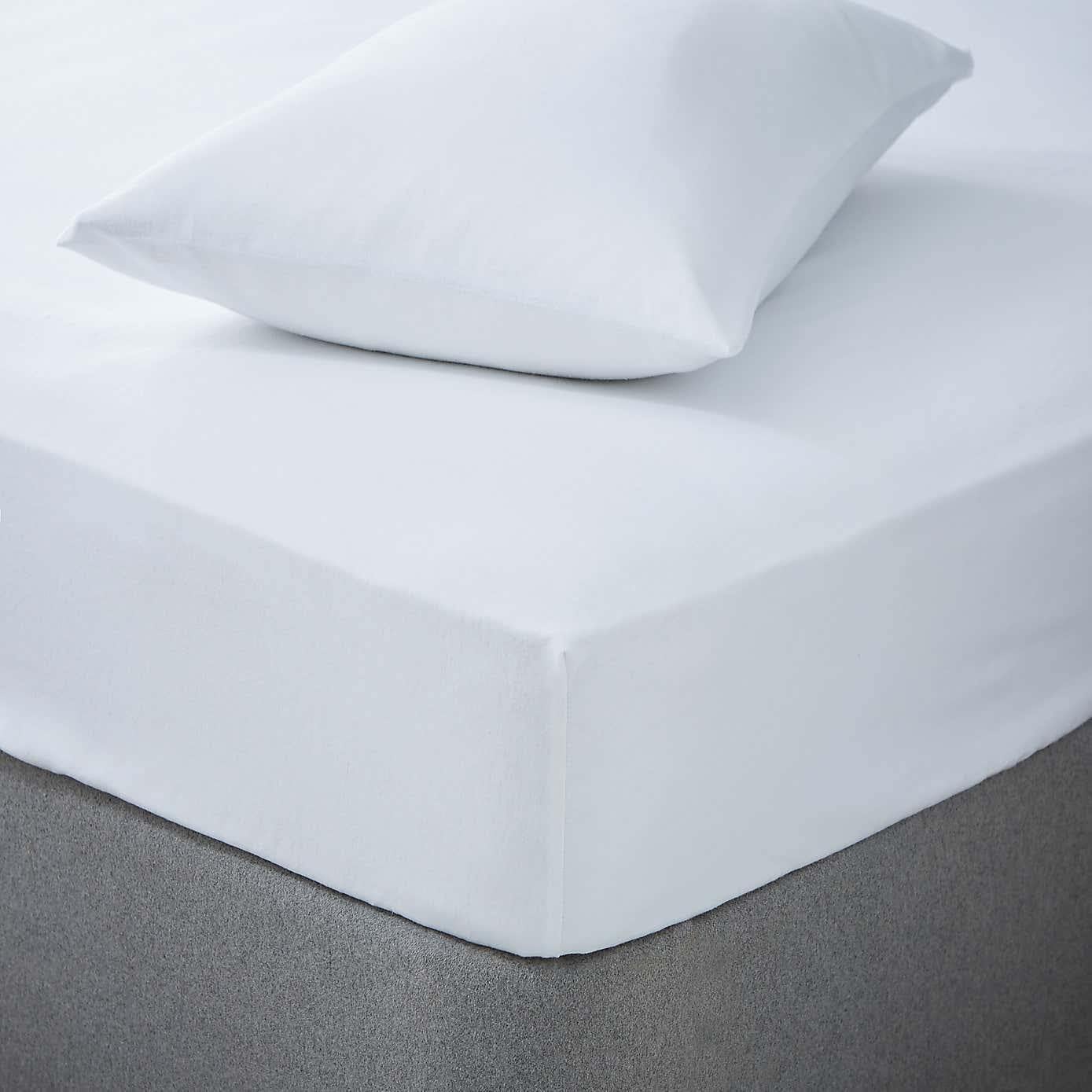 Emma Barclay Flannelette Flat Sheet in White - King Bed