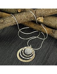 Dos tonos Graduado Círculos Colgante 14 K Gold Filled y collar de plata de ley 925, 18"