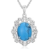 RYNSITO Turquoise Necklace for Women 925 Sterling Silver Western Bohemian Necklace Boho Jewelry Adjustable 18+2 Inch Chain Turquoise Jewelry for Women