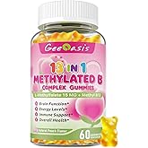 Geeoasis L-methylfolate for Kids Gummies, Methylated B Complex Chewable Supplement for Women, with Methylated B12, Zinc Citrate, Vitamin C, Choline, Theanine & Saffron, Energy, Stress, 5-MTHFR, 60 Ct