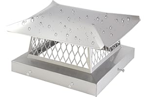 CLLOMAGY 13" x 13" Chimney Caps Fireplace Chimney Cover for Outside Flue Tile Clay, Chimney Flue Cover Chimney Vent Cap with Screen Hood Plate,304 Stainless Steel Chimney Rain Cap Roof Rain Guard Top Protector