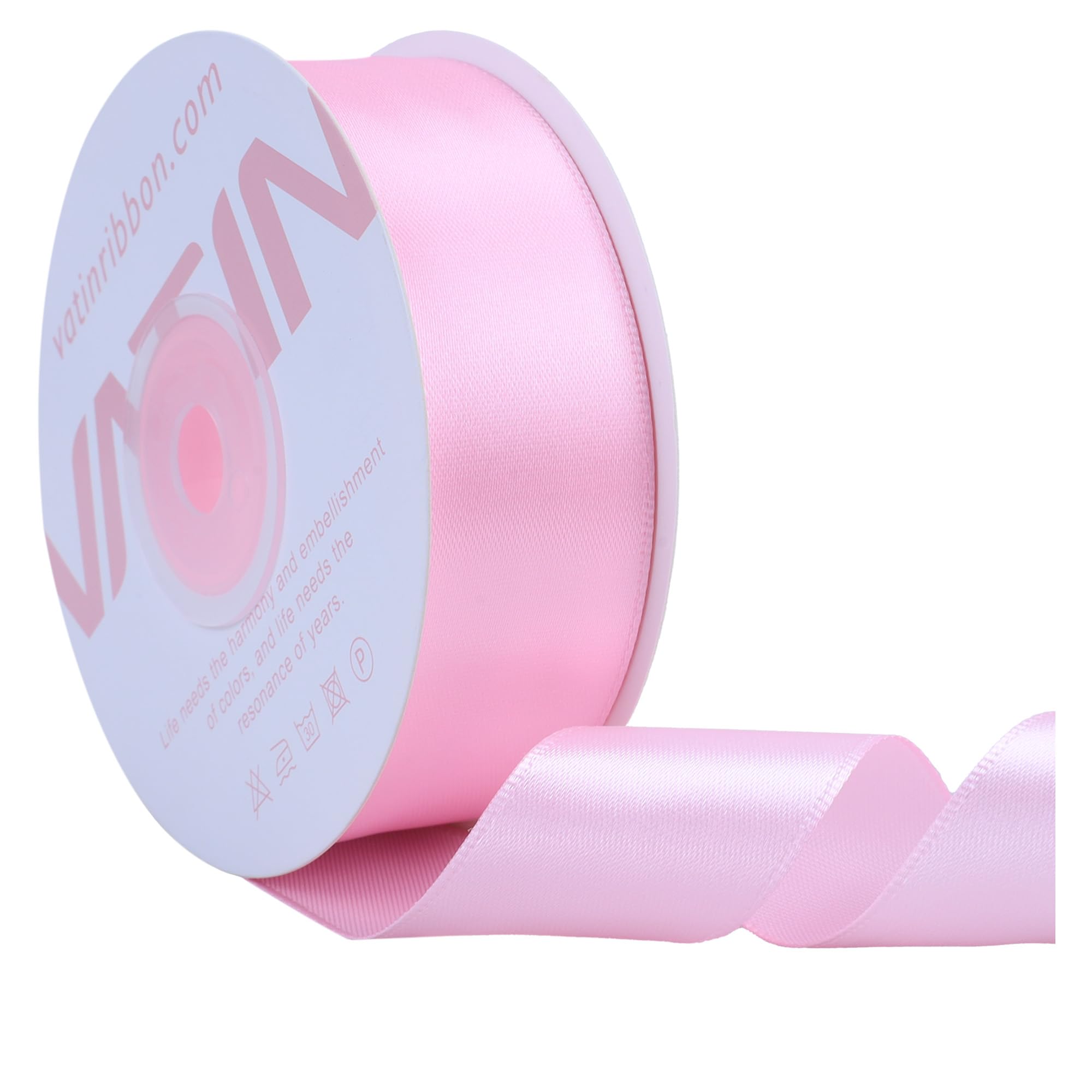 VATIN Pink Satin Ribbon Polyester 25mm X 23m(25 Yards) Craft Fabric Ribbon Perfect for Gift Wrapping,Hair Bow,Party Balloon Trimming, Cake Decoration Sewing and Other Craft Projects