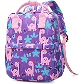KingCheer Cute Preschool Backpack Toddler School Book Bag for Girls Boys Kids Kindergarten Nursery Travel Bag with Chest Strap(12inch, Girly Dinosaur)