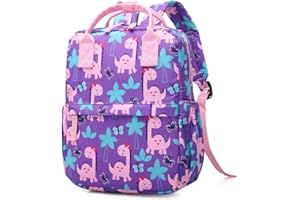 KINGCHEER Cute Preschool Backpack Toddler School Book Bag for Girls Boys Kids Kindergarten Nursery Travel Bag with Chest Strap(12inch, Girly Dinosaur)