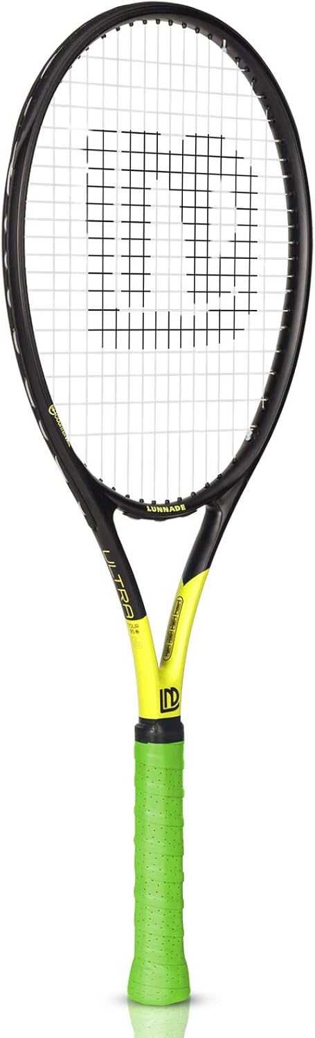 LUNNADE Adults Tennis Racket 27 Inch, Shockproof Carbon Fiber Tennis Racquet Light-Weight, Pre-Strung and Regrip, Suitable for Beginners to Intermediate Players : Sports & Outdoors