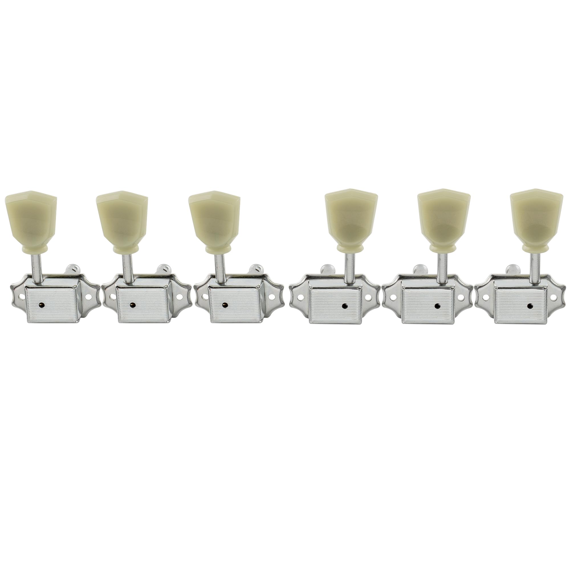 Musiclily Pro 3L3R Vintage Guitar Tuners Tuning Keys Pegs Machine Heads Set for Les Paul SG Style Electric Acoustic Folk Guitar, Chrome with Keystone Button