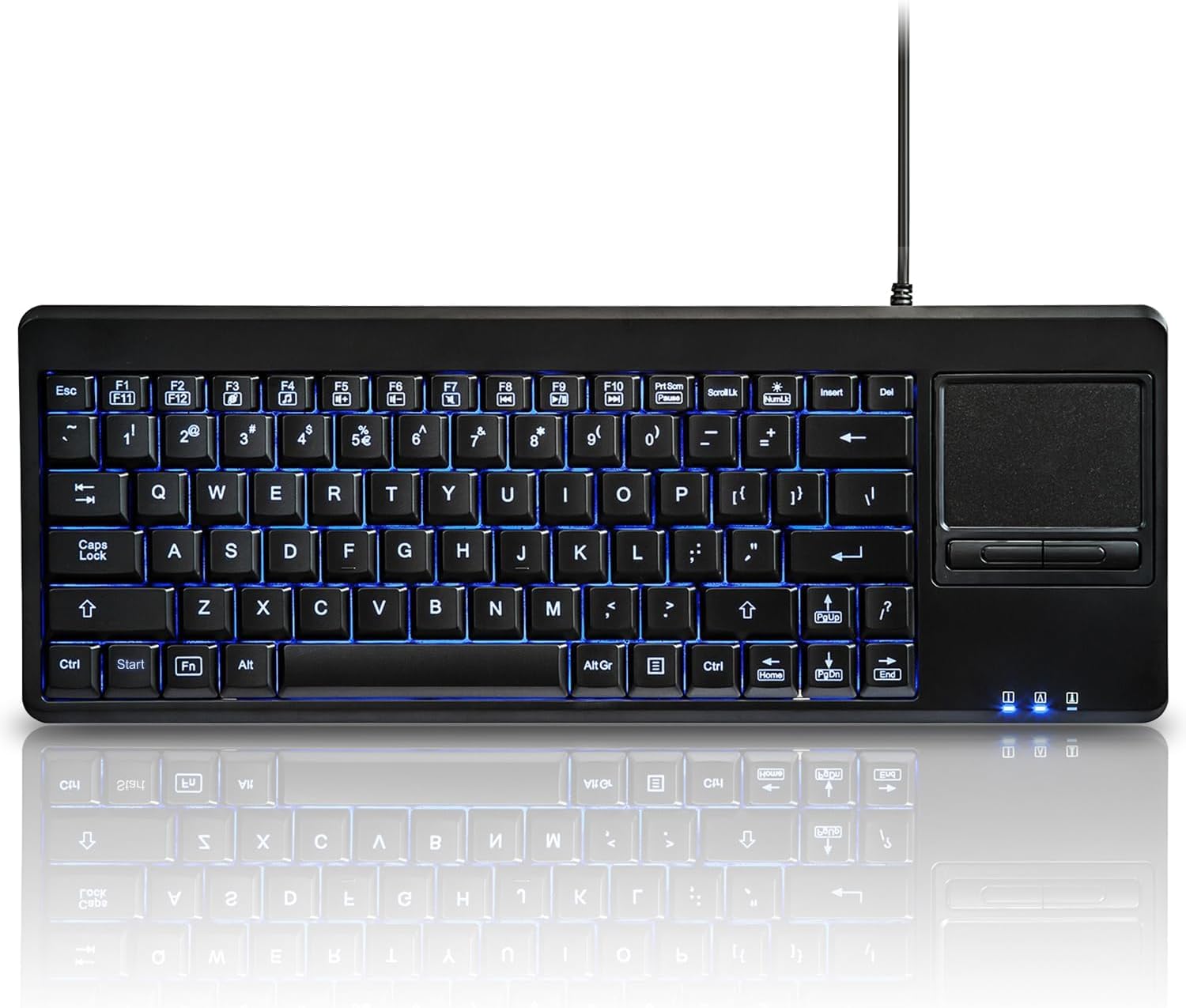 Perixx PERIBOARD-315 Backlit Keyboard with Touchpad - 2 Hubs - Blue Backlit - US English Layout