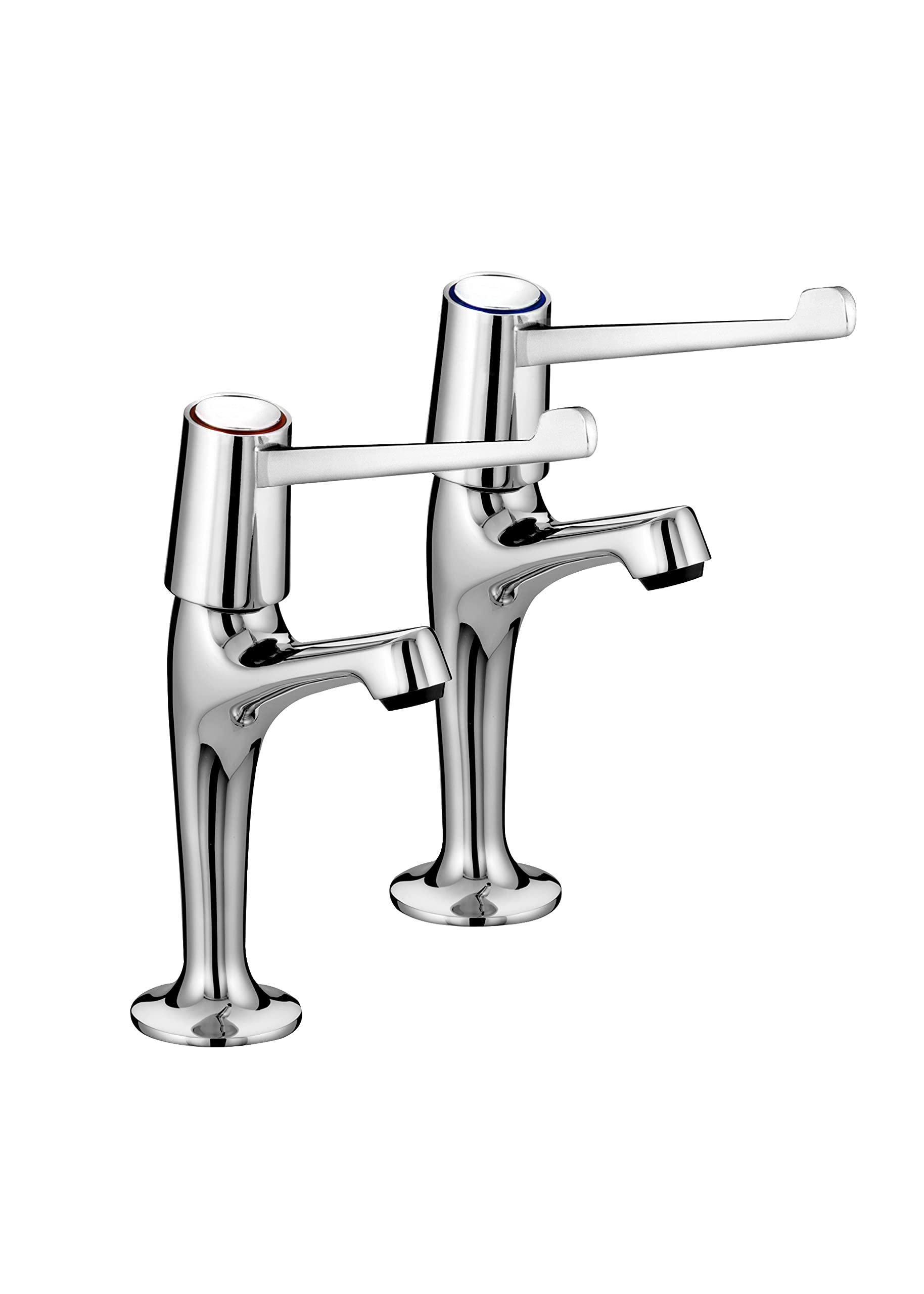 Bristan Value High Neck Pillar Taps with Durable Ceramic Disc Valves, Deck Mounted, Chrome Finish