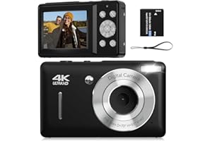 SMARTKLIK Digital Camera for Kids, FHD 1080P 44MP Point and Shoot Digital Camera with Face Detect, Smile Capture, 18X Zoom, 20 Filters, Anti Shake, Blcak Compact Vintage Camera for Teens Kids Boys Girls
