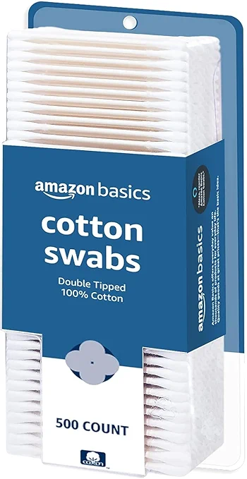 Amazon Basics Cotton Swabs for Personal Hygiene and Baby Care, 500 Count, 1 Pack