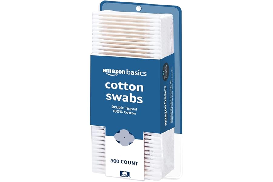 Amazon Basics Cotton Swabs for Personal Hygiene and Baby Care, 500 Count, 1 Pack