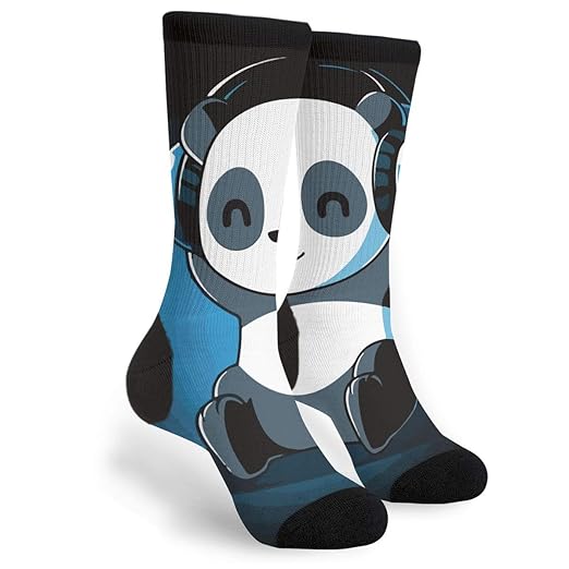  Panda Loves Music Dress Socks Funny Socks Crazy